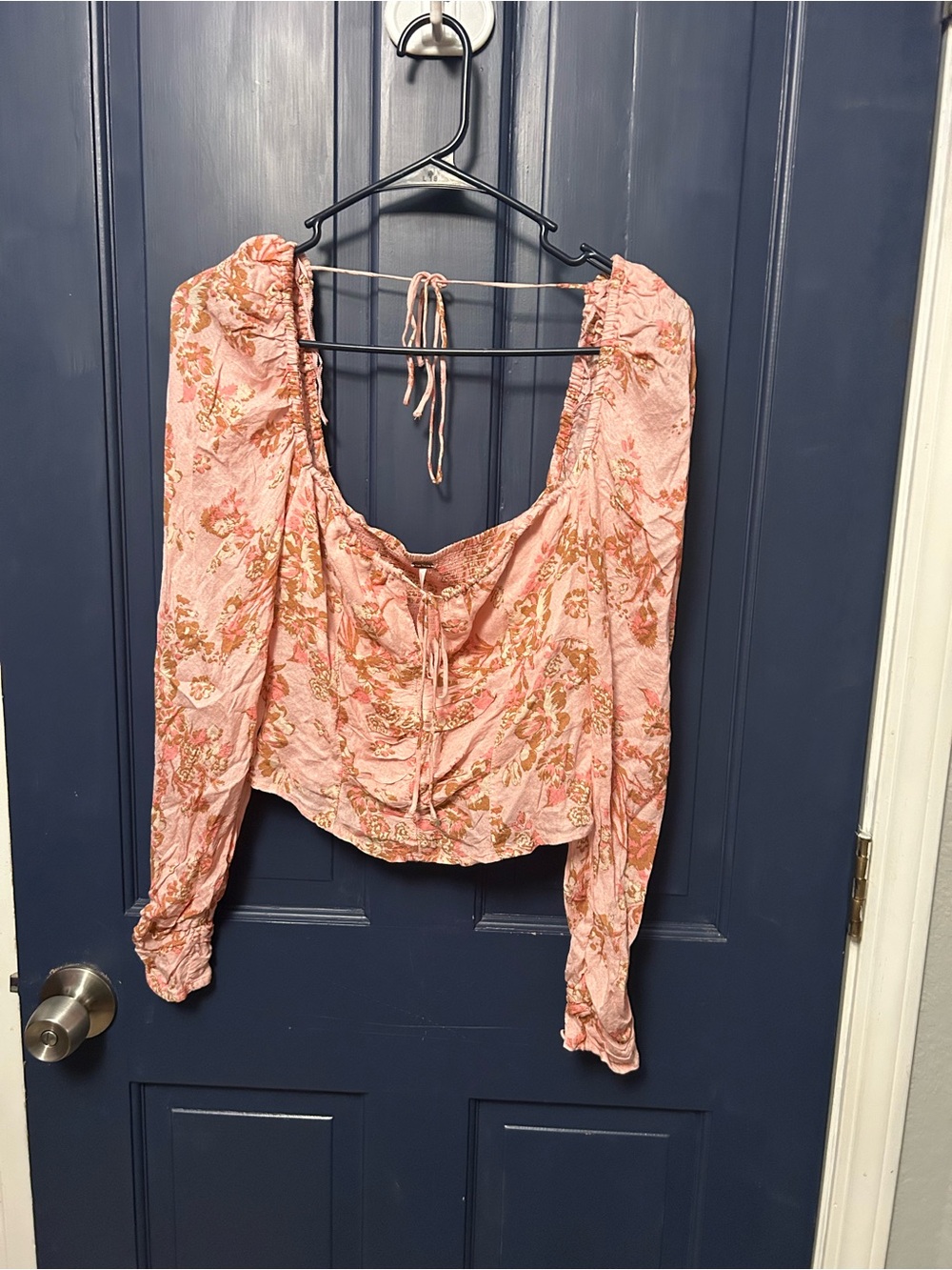 Free People Pink Floral Peasant Crop Top